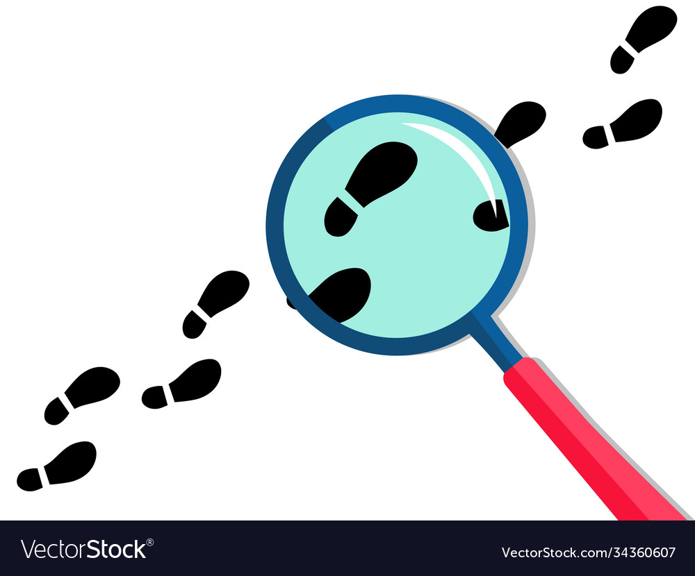 Magnifying glass detective is following Royalty Free Vector