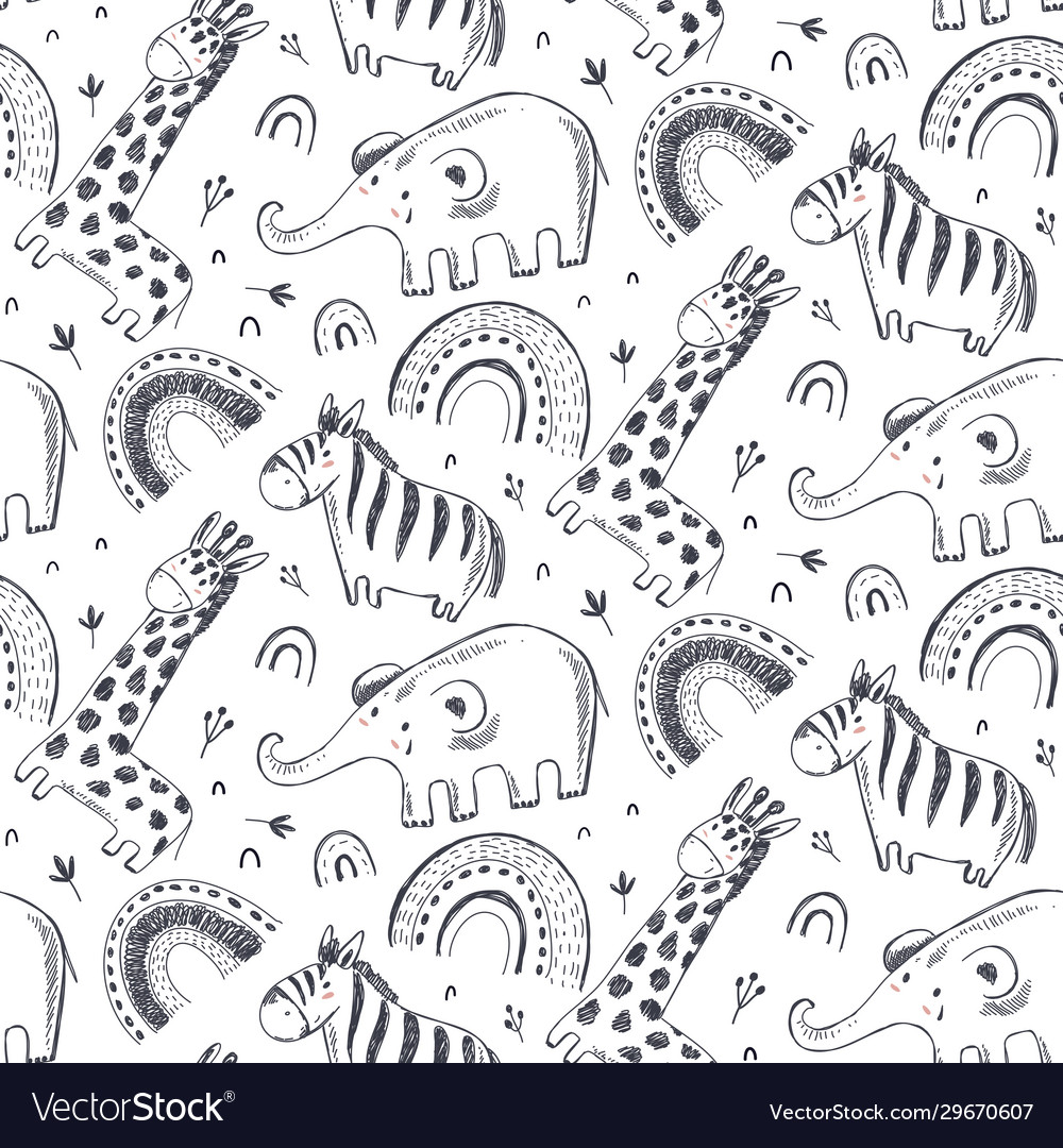 Seamless pattern with hand drawn african vector image Seamless pattern with hand drawn african
