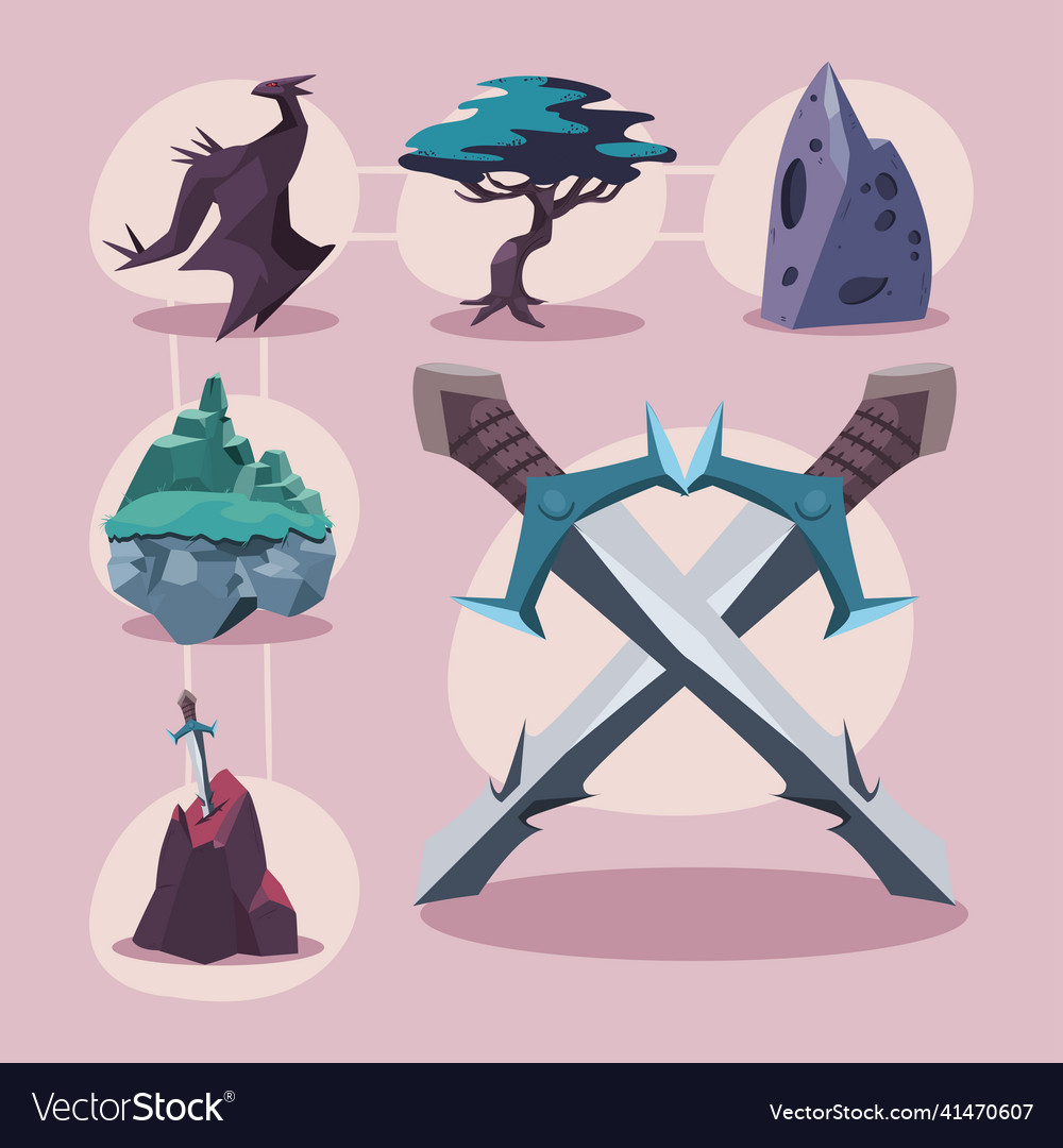 Six video games items Royalty Free Vector Image