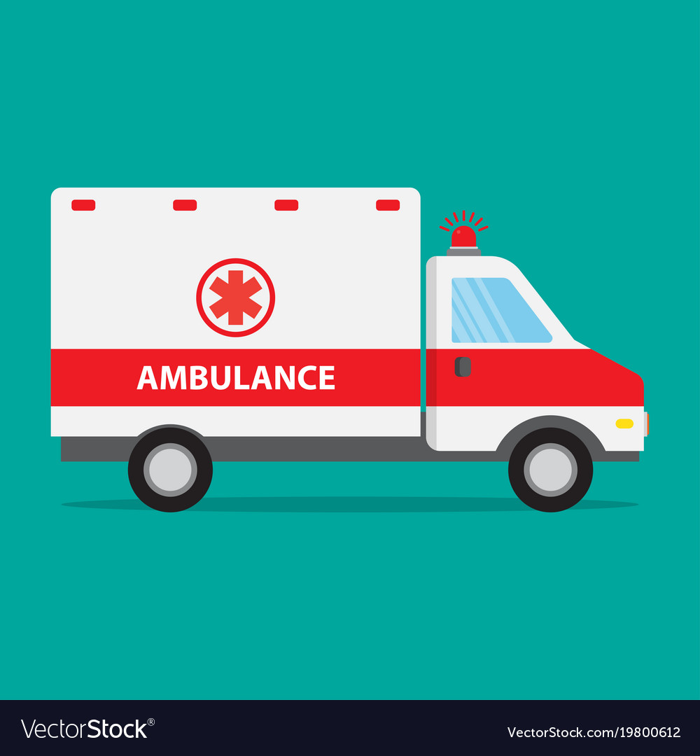 Ambulance car icon flat design Royalty Free Vector Image