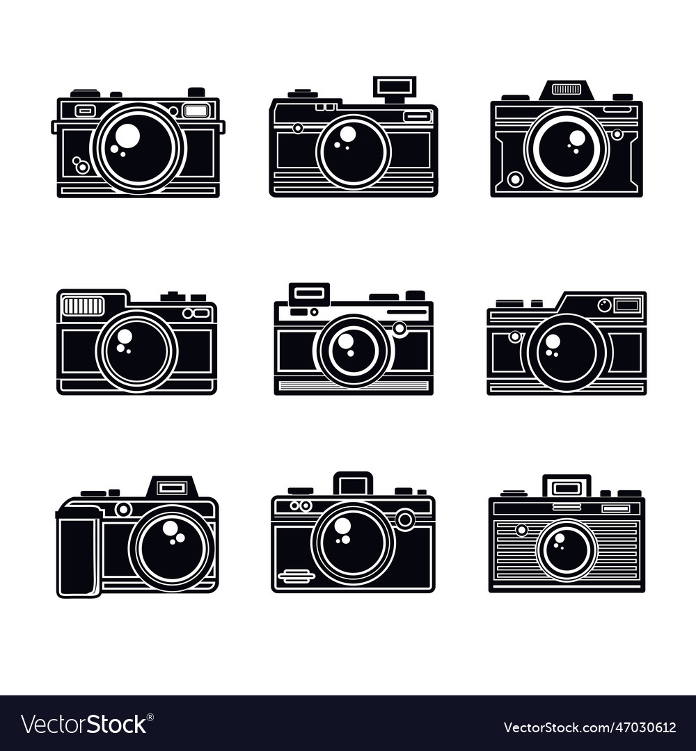 Camera icon set Royalty Free Vector Image - VectorStock