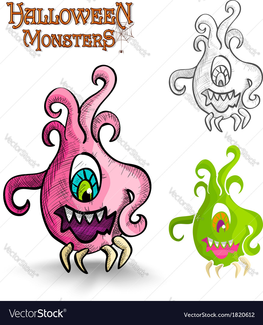 Halloween scary cartoon ugly freak eps10 Vector Image
