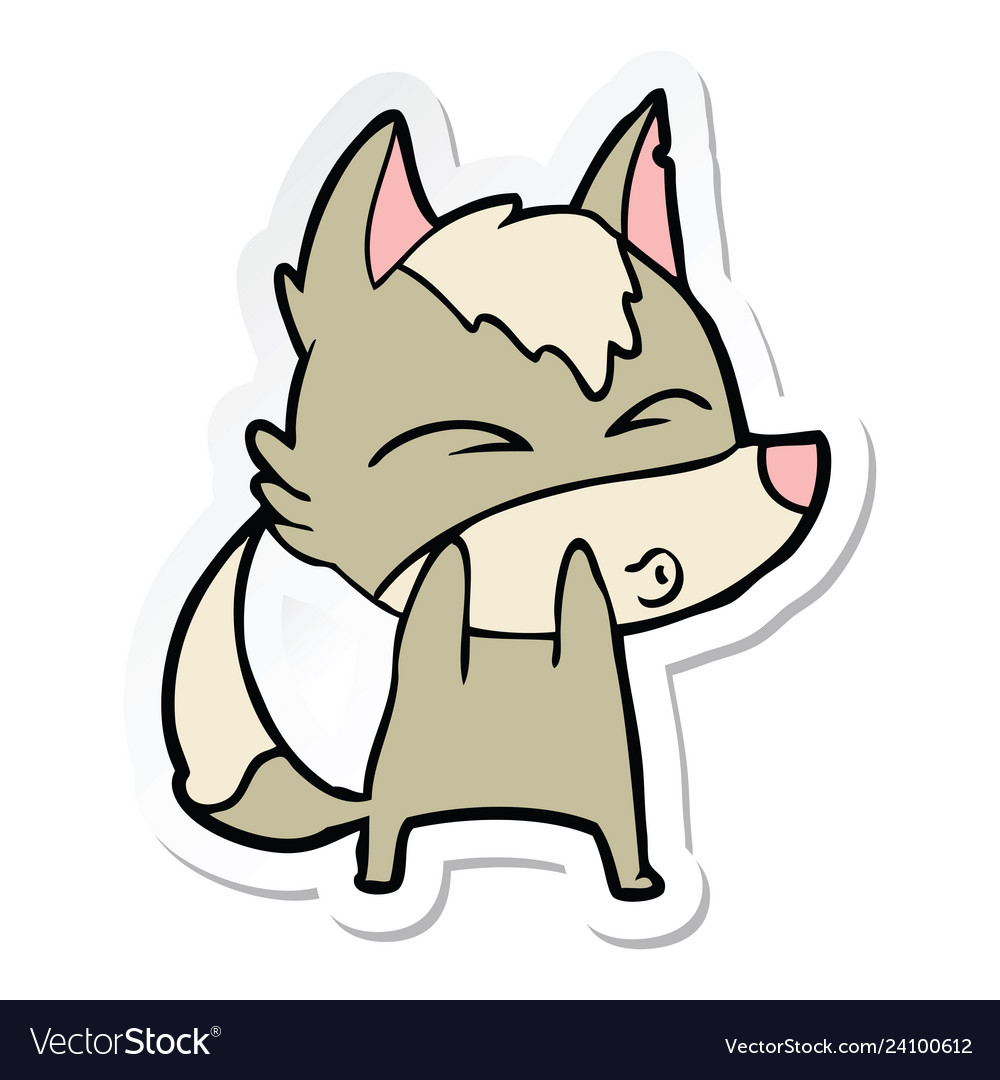 Sticker Of A Cartoon Wolf Whistling Royalty Free Vector Sticker Of A Cartoon Wolf Whistling Royalty Free Vector