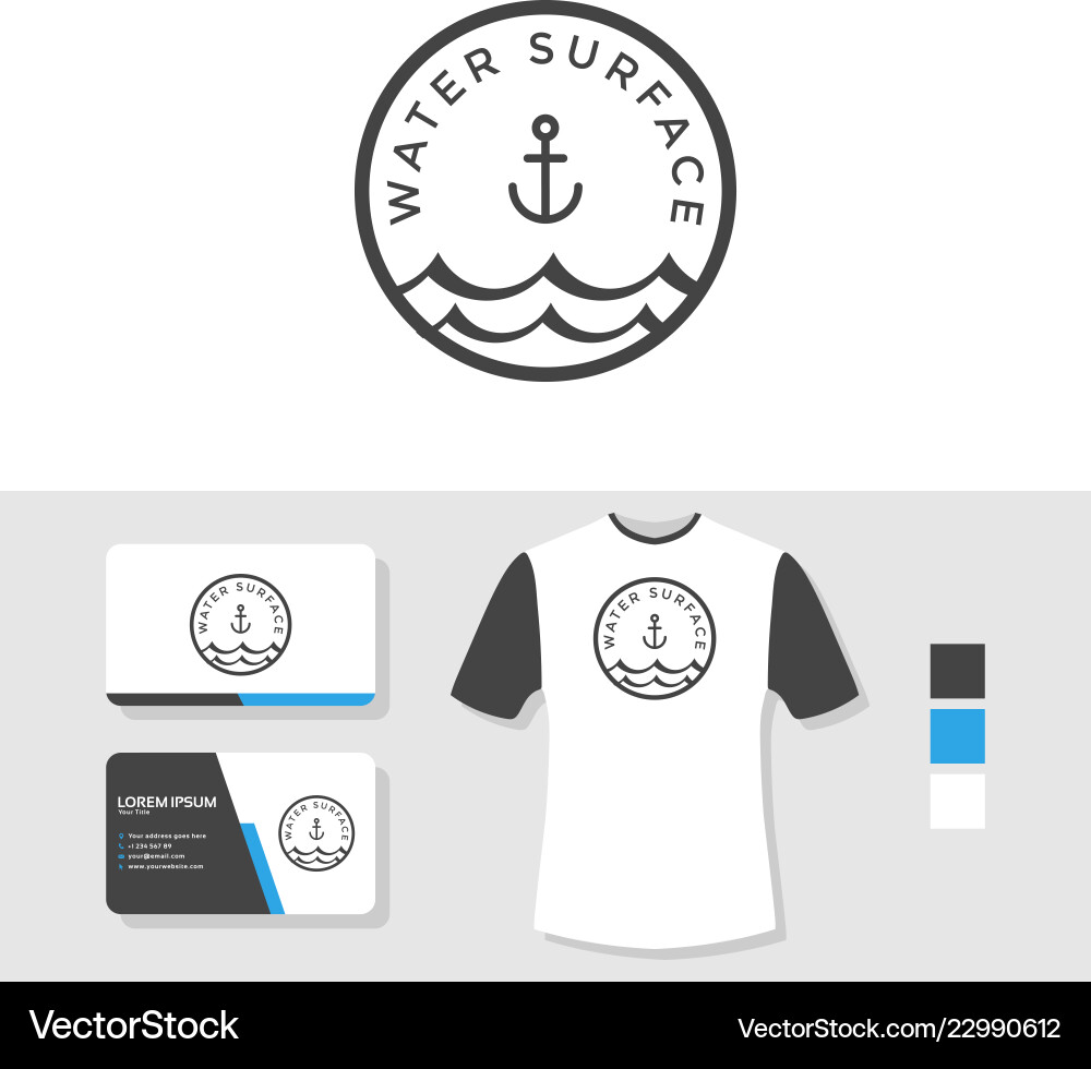 Water surface logo design with business card Vector Image