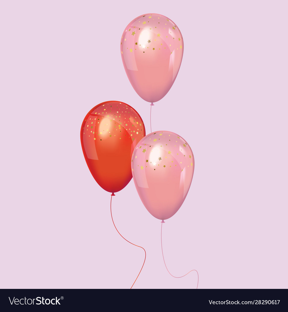 A bunch realistic pink and red balloons Royalty Free Vector