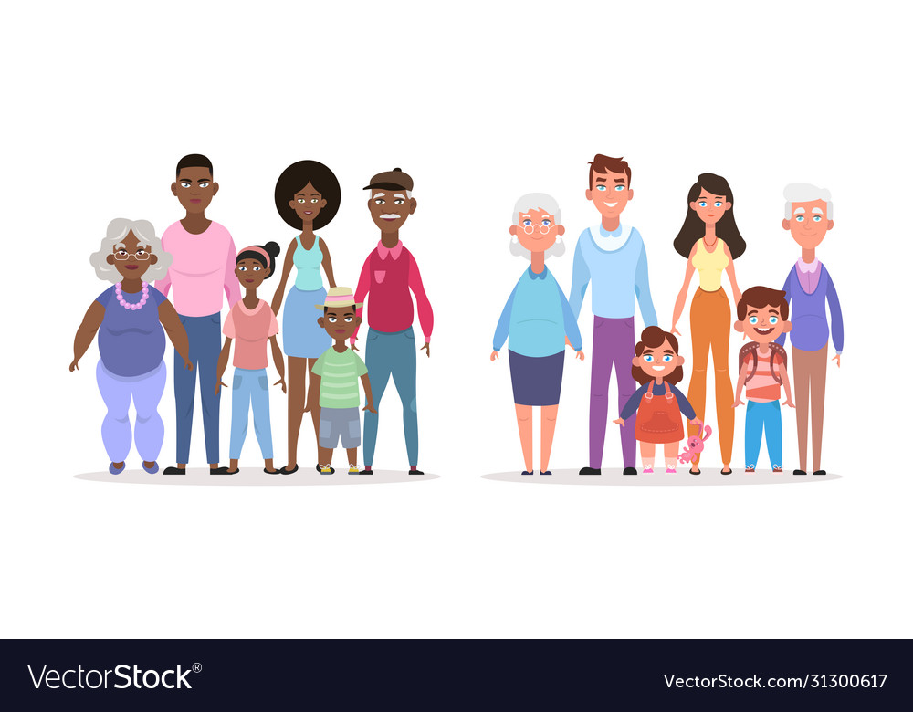 Afroamerican european family smiling parents Vector Image