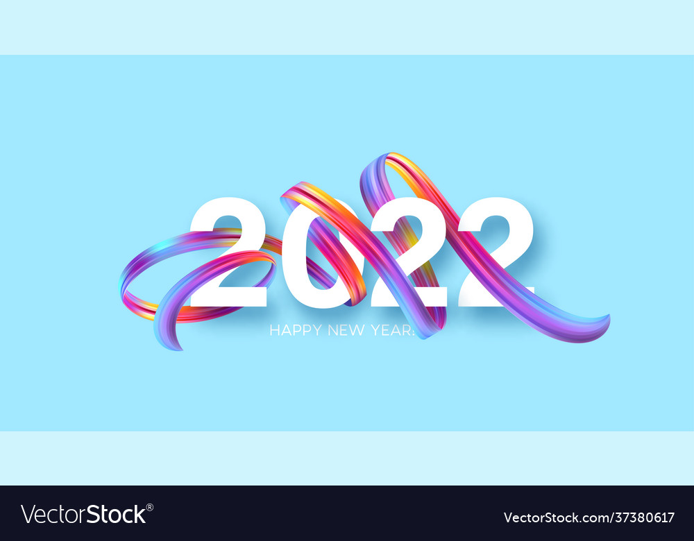 Calendar header 2022 number on colorful abstract Vector Image