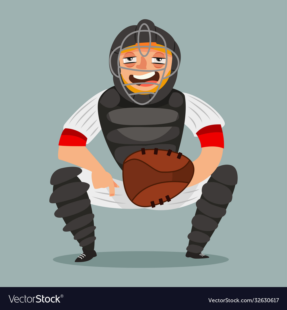 softball catcher cartoon