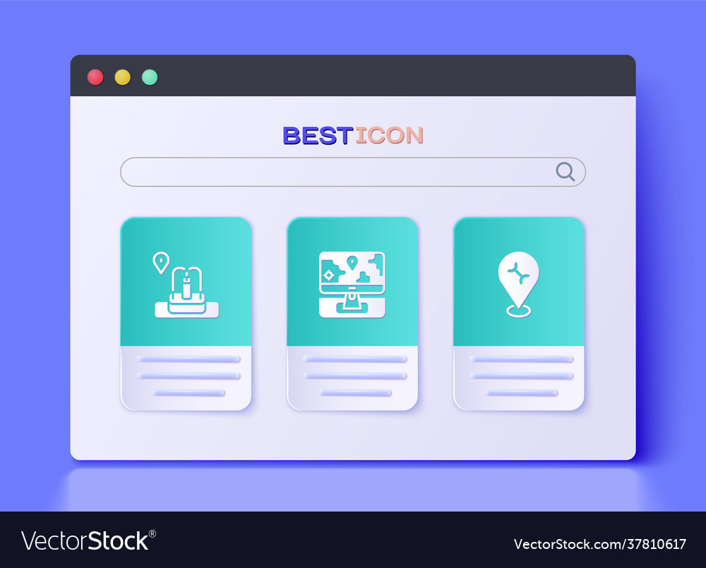 Set monitor with location marker location Vector Image