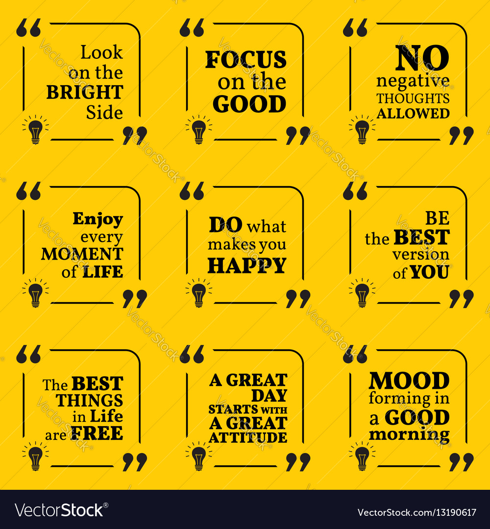 Set of motivational quotes about positive thinking