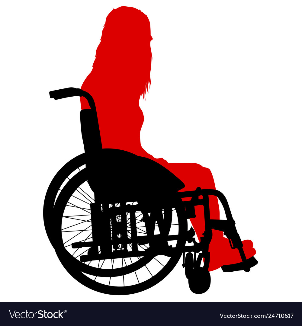 Silhouettes Disabled In A Wheel Chair On A White Vector Image