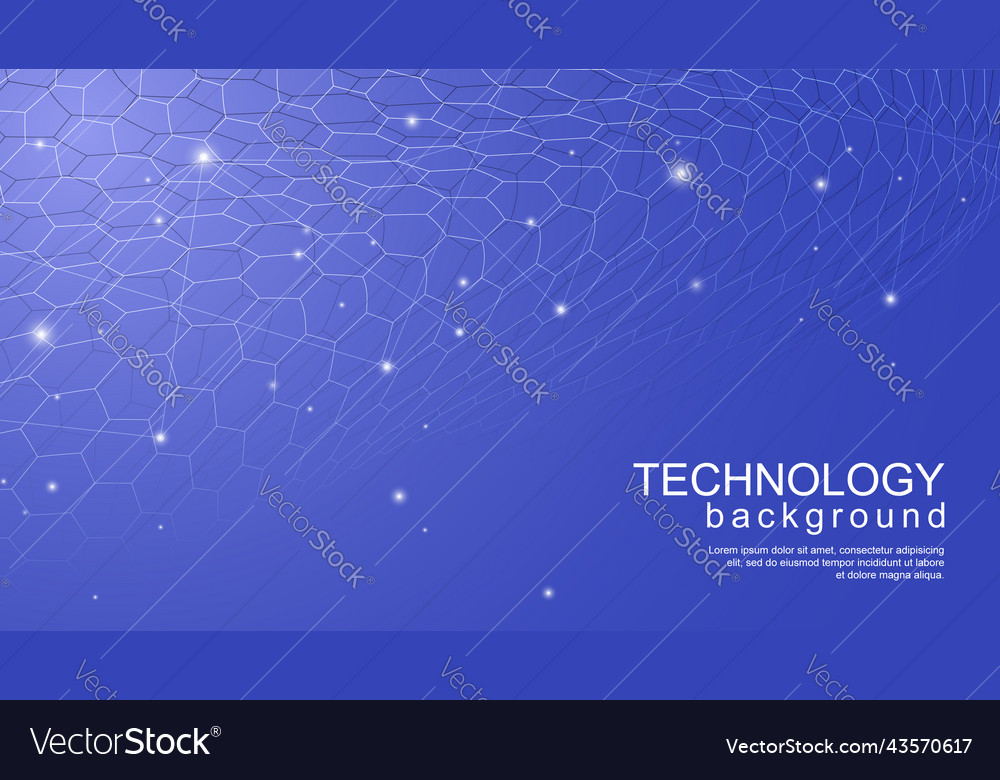 Tech hexagon background with blue gradient Vector Image