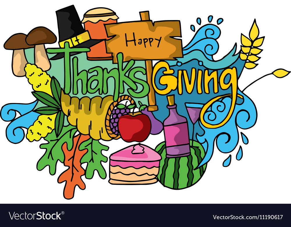 thanksgiving colorful doodle art