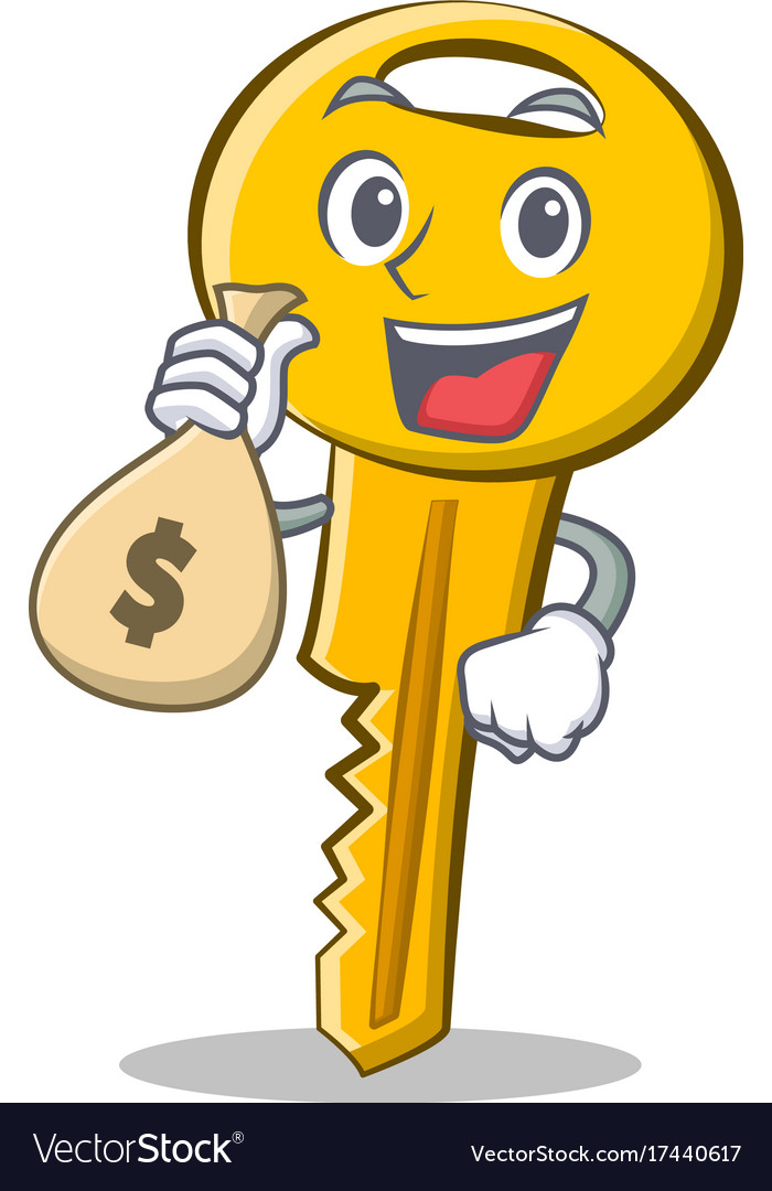 With money bag key character cartoon style Vector Image