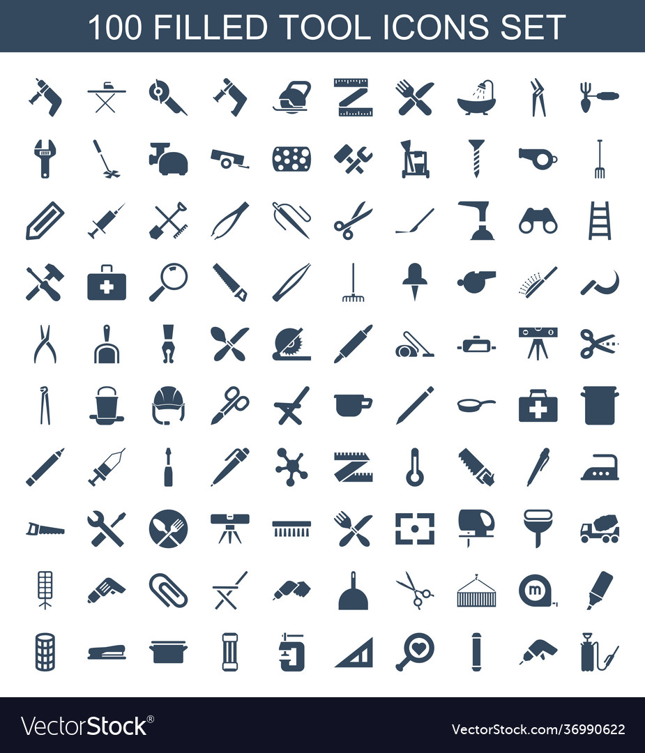 100 tool icons Royalty Free Vector Image - VectorStock