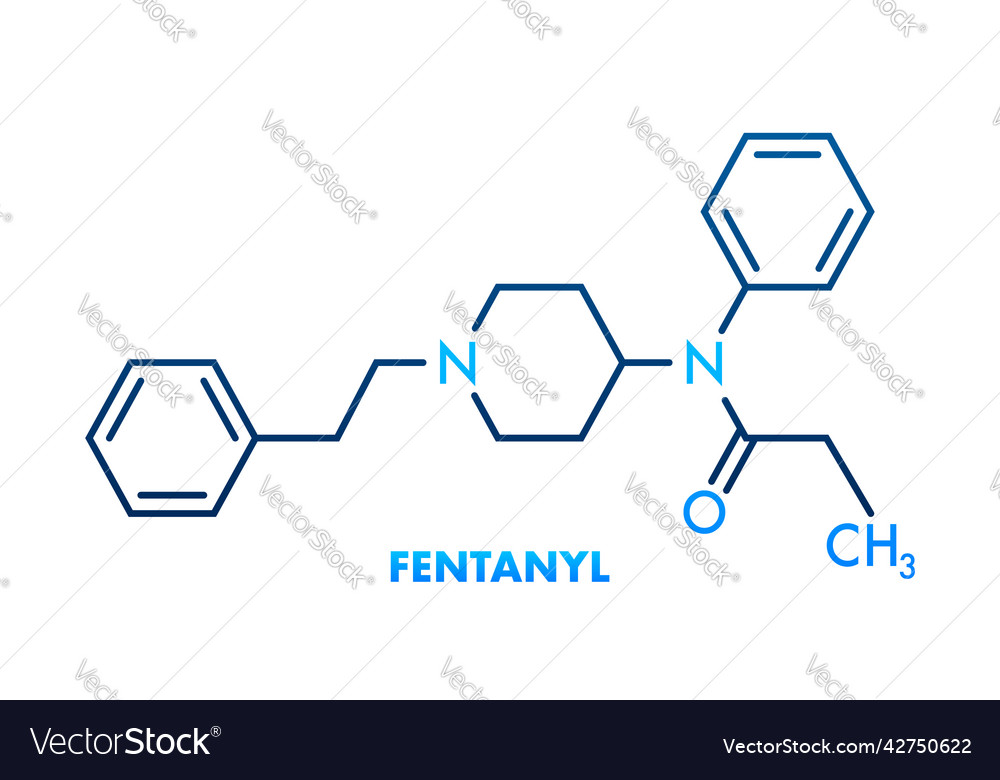 Fentanyl molecula formula drawing Royalty Free Vector Image