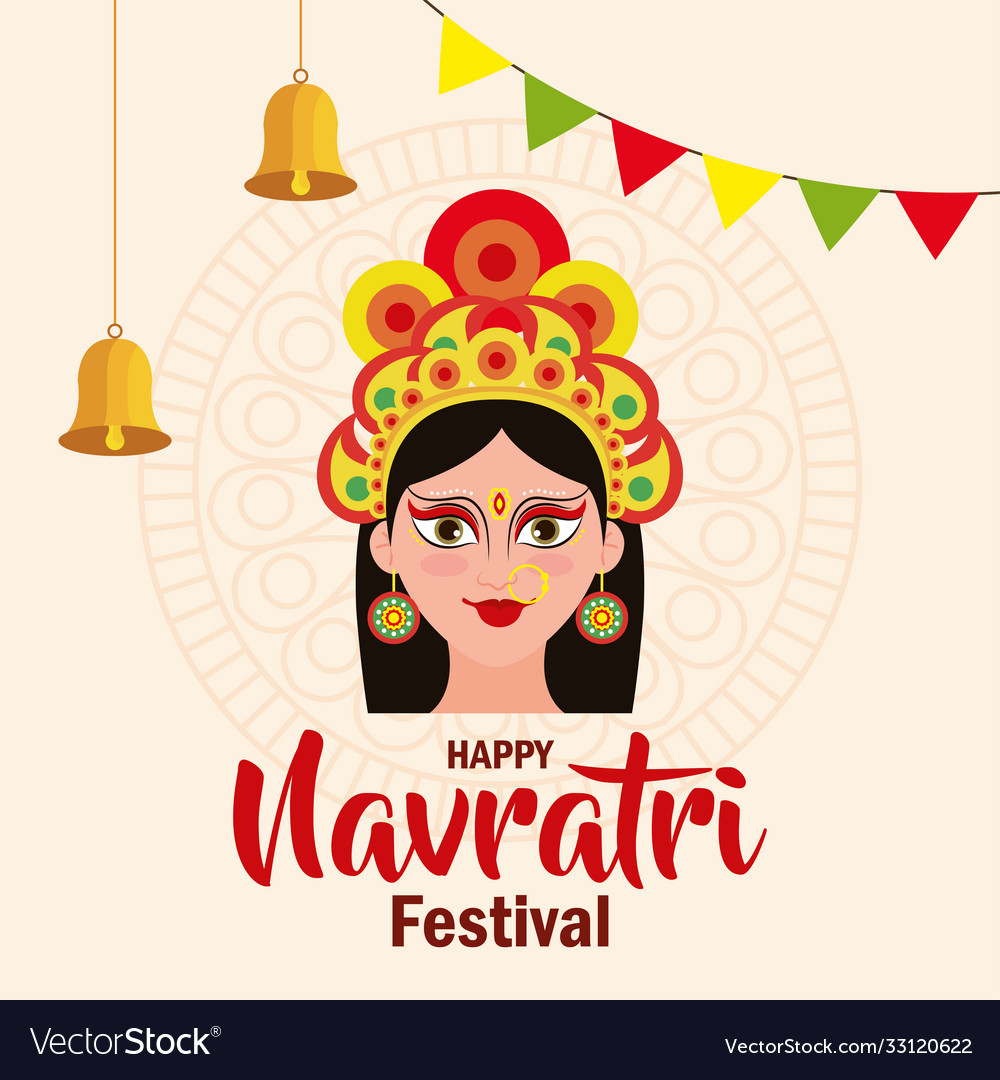 Happy navratri celebration poster maa durga Vector Image