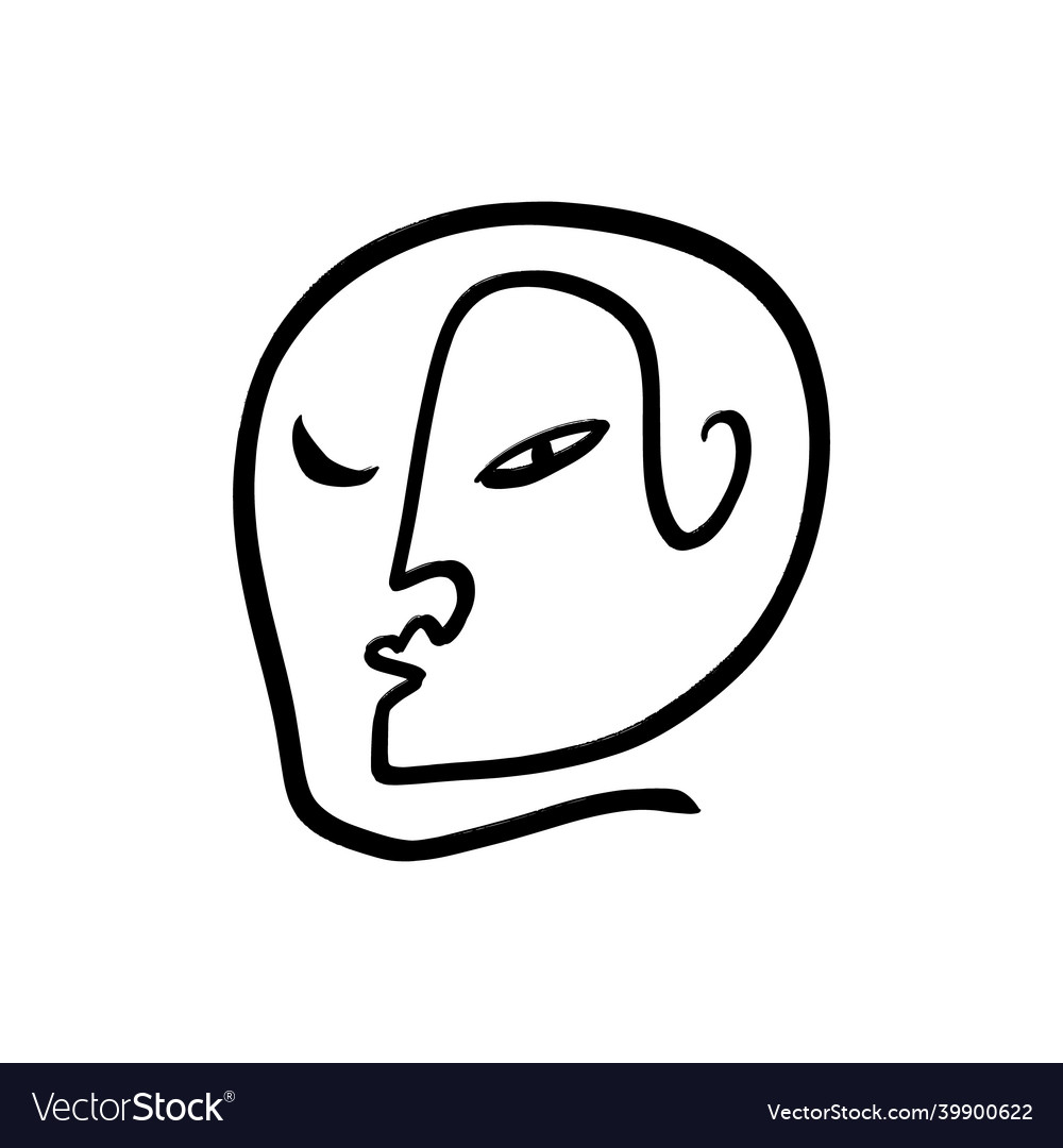 One line face minimalist art modern drawing head Vector Image