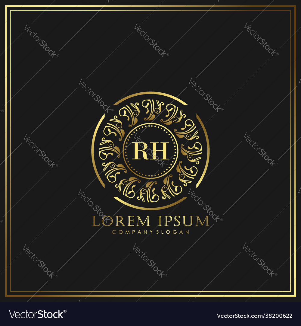 Rh initial letter luxury logo template in art Vector Image