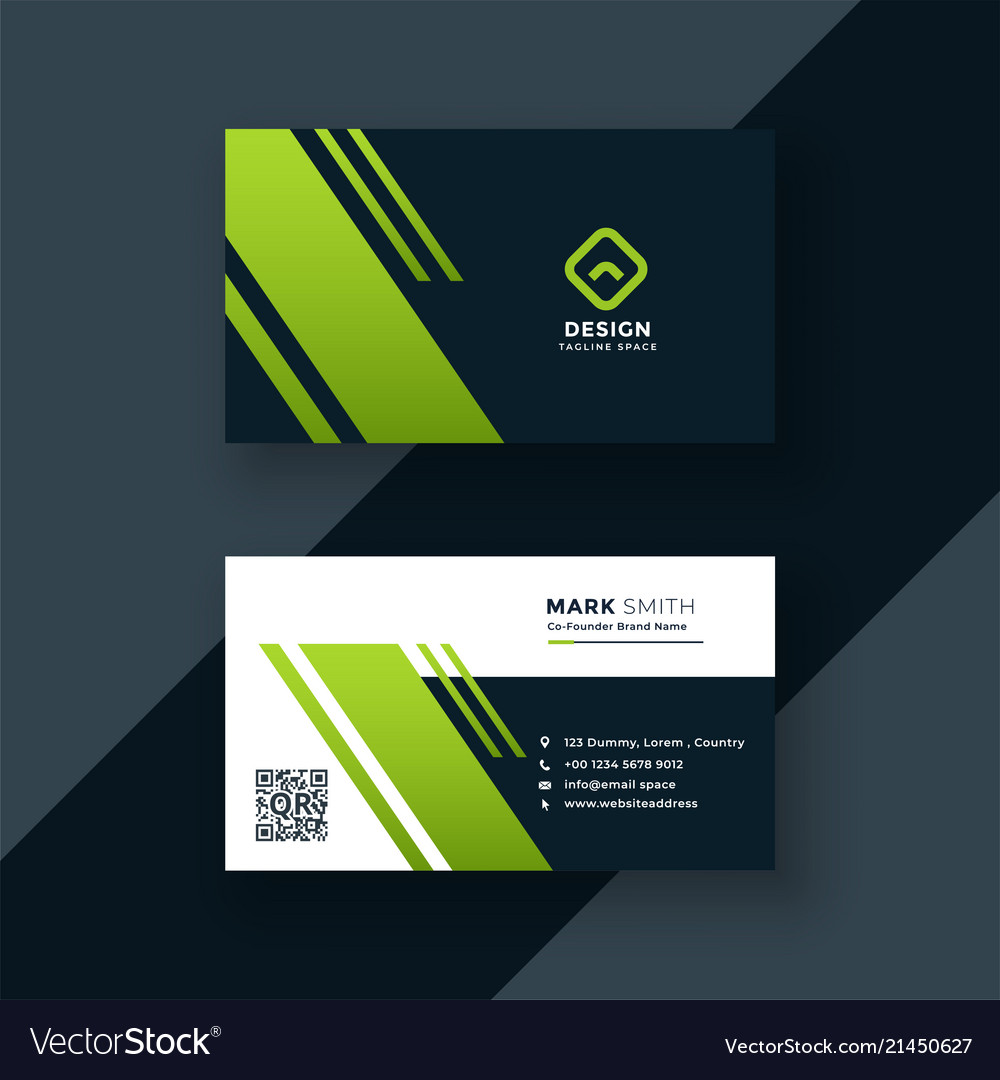 Dark green business card professional design Vector Image