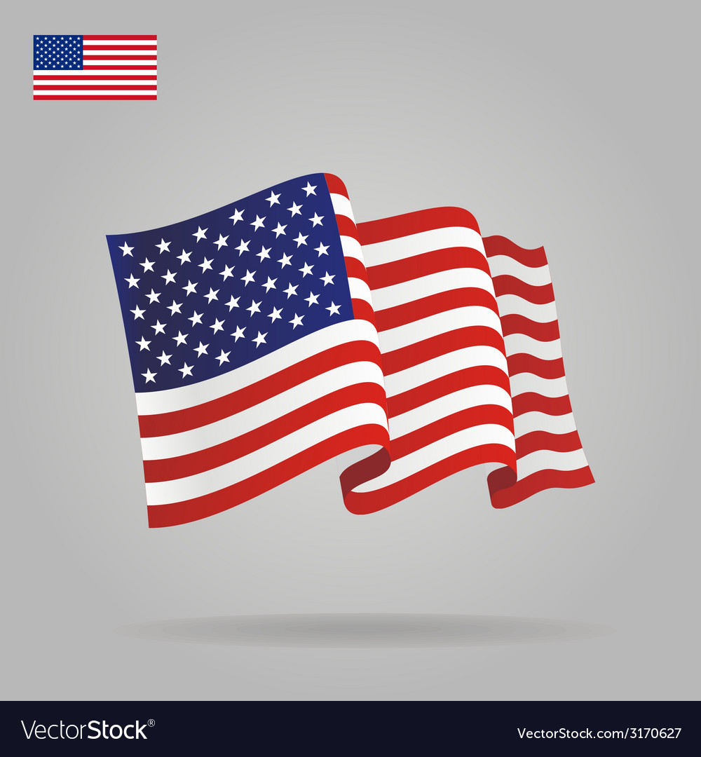 Download Flat and waving american flag Royalty Free Vector Image