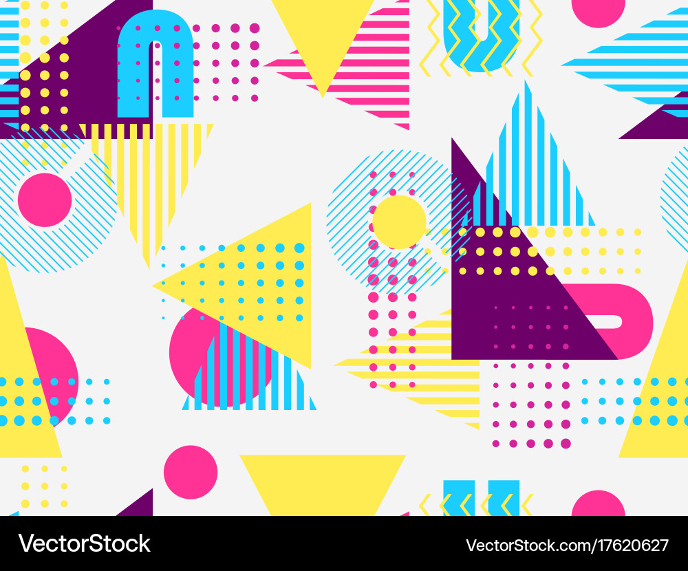 Memphis seamless pattern geometric elements Vector Image