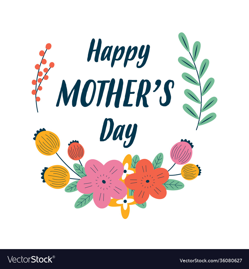 Mothers day card with cute flowers frame Vector Image