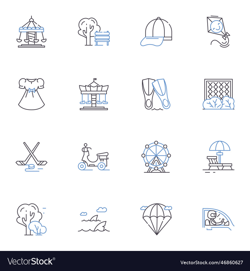 Paddleboarding Line Icons Collection Balance Vector Image