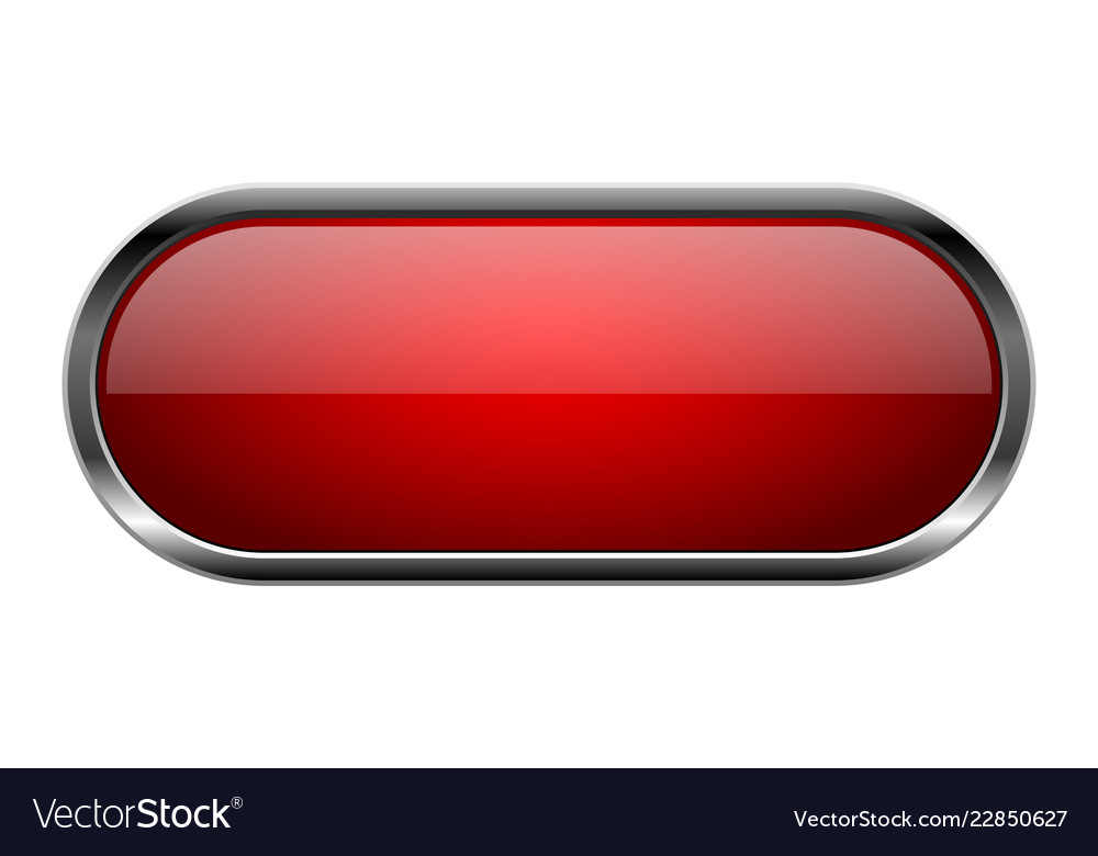 Download Red glass button oval 3d shiny icon with metal Vector Image