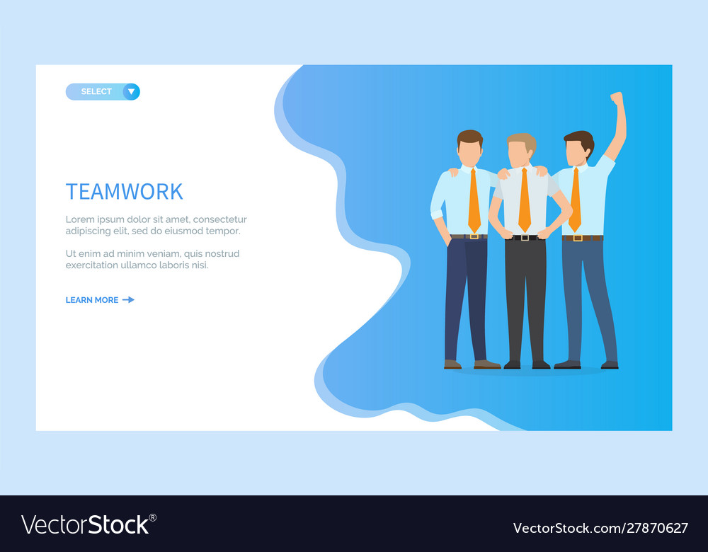 Teamwork successful startup group male coworkers Vector Image