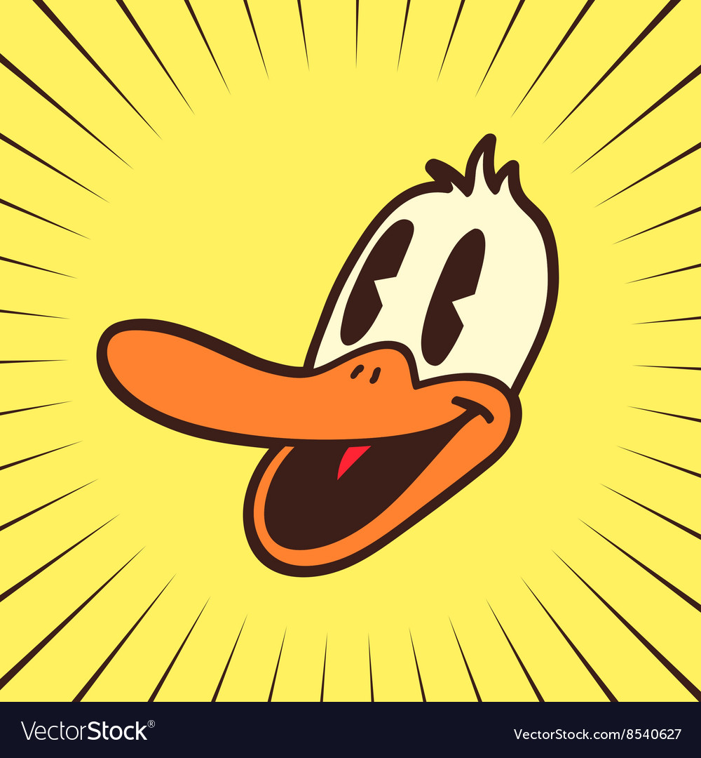 Vintage cartoon smiling duck Royalty Free Vector Image