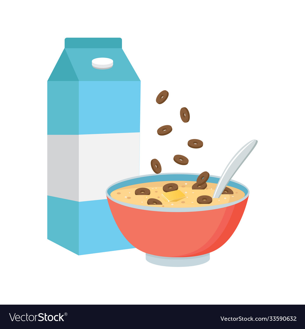 Cereal bowl with milk smoothie isolated on white Vector Image