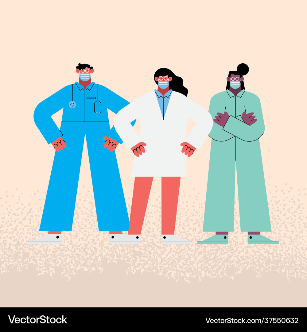 Doctors staff team Royalty Free Vector Image - VectorStock