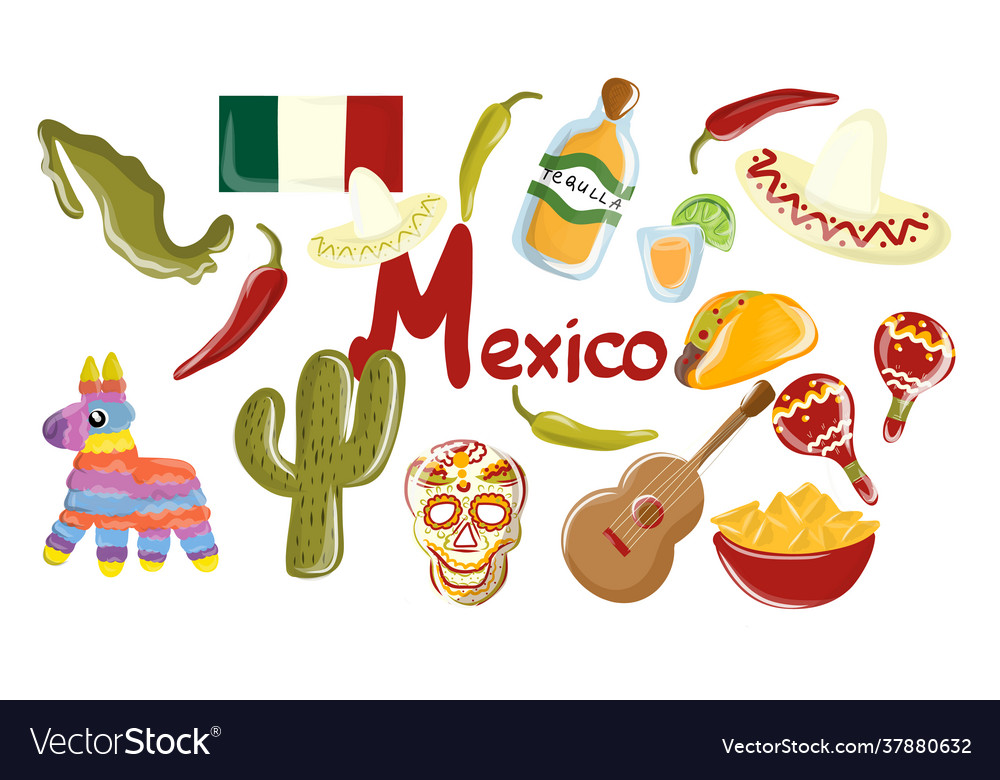 Mexico set Royalty Free Vector Image - VectorStock