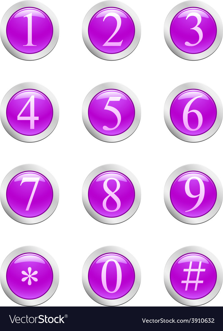 Numbers violet button Royalty Free Vector Image