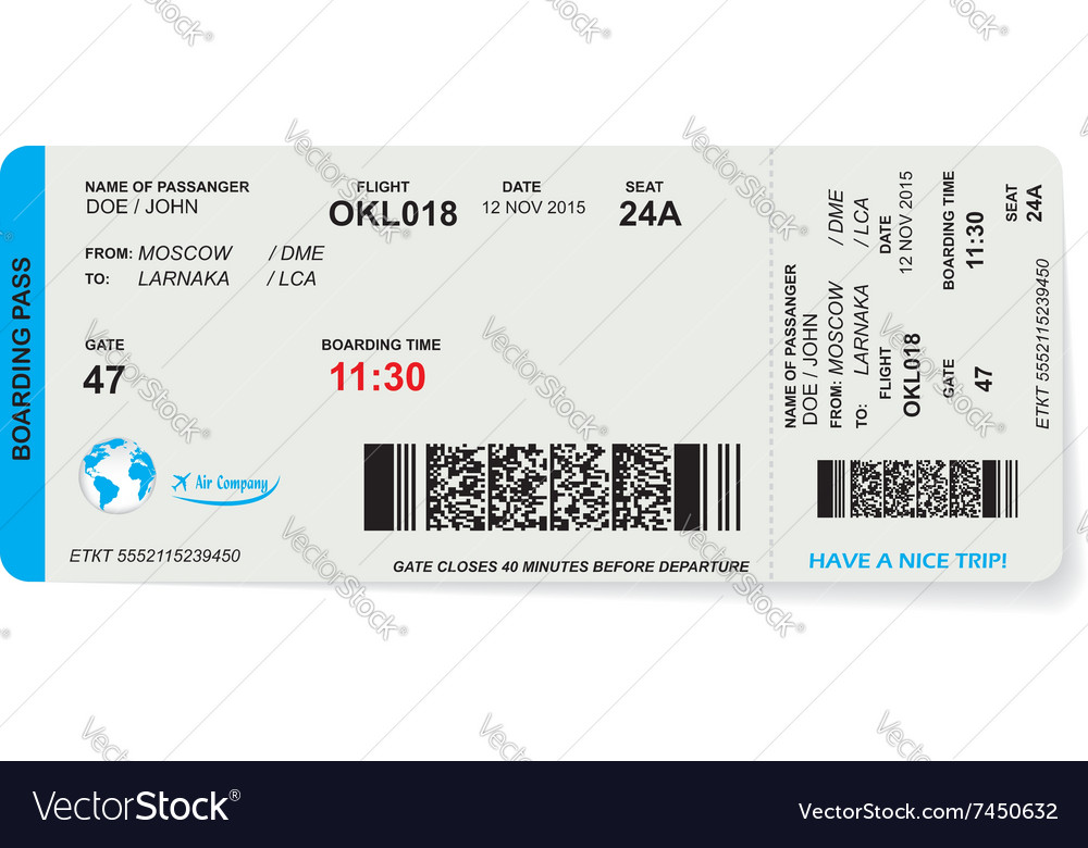 Pattern Airline Boarding Pass Ticket Royalty Free Vector 9474