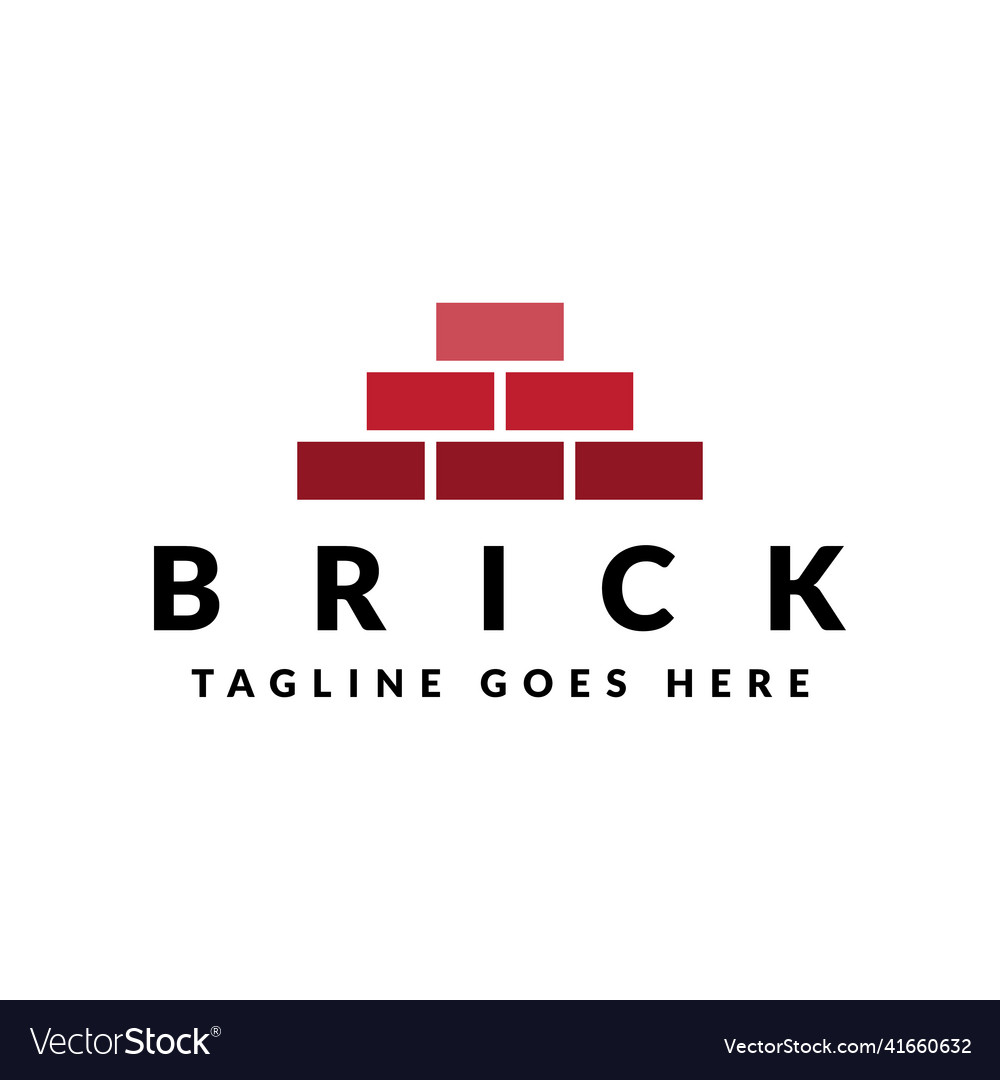 Simple red brick logo design Royalty Free Vector Image