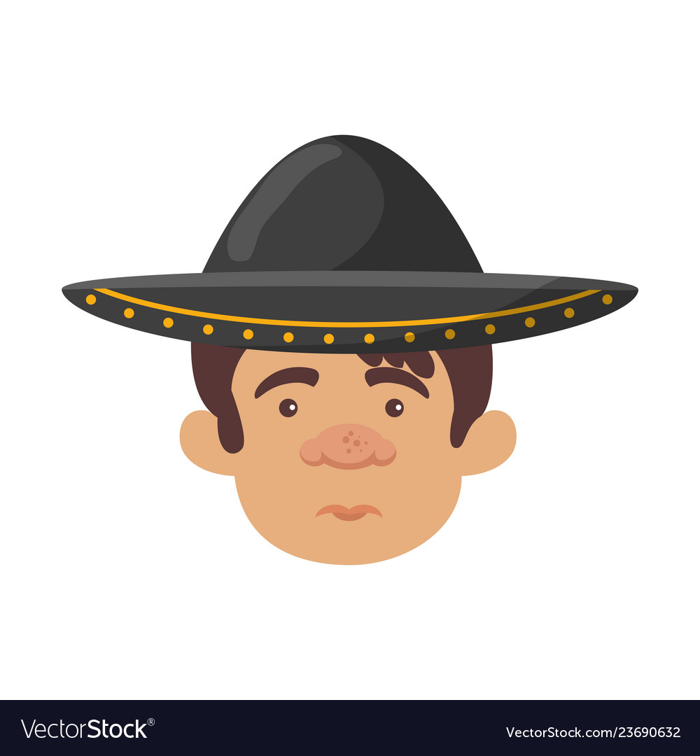 Traditional mexican mariachi head character Vector Image