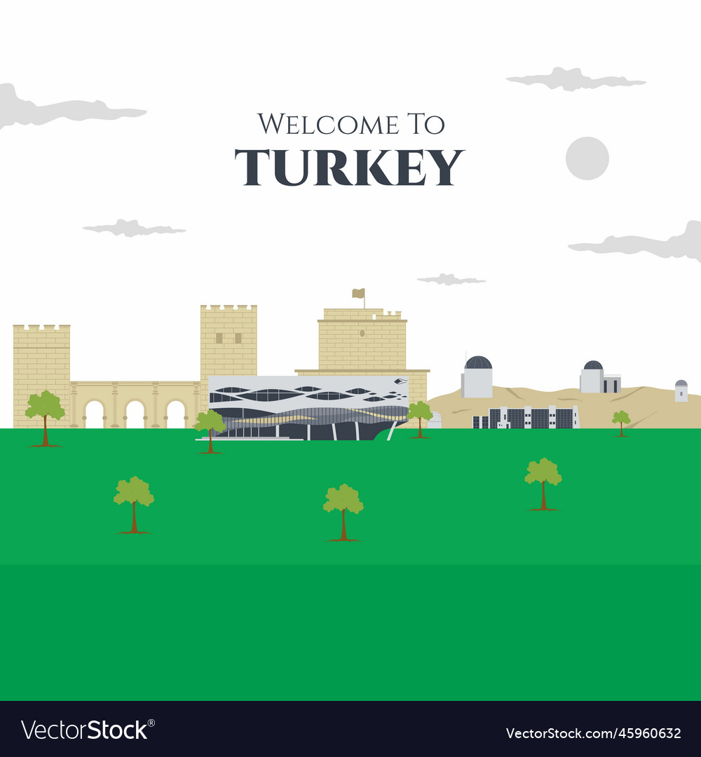 Turkish famous building landmarks welcome Vector Image