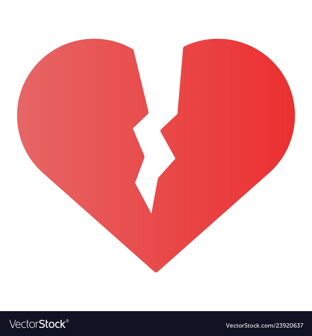 Broken heart flat icon sad love color icons Vector Image