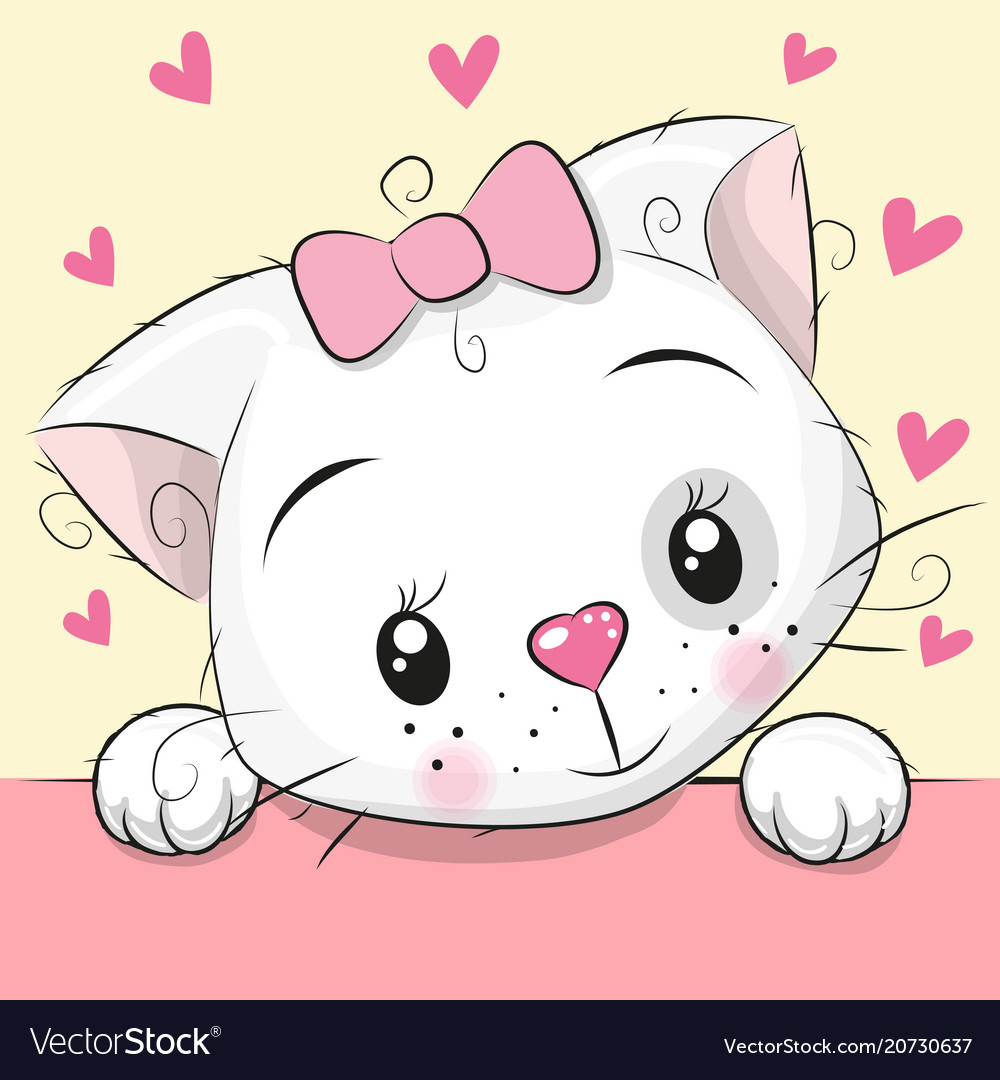 Premium Vector  Cute cat kitten with heart cartoon doodle