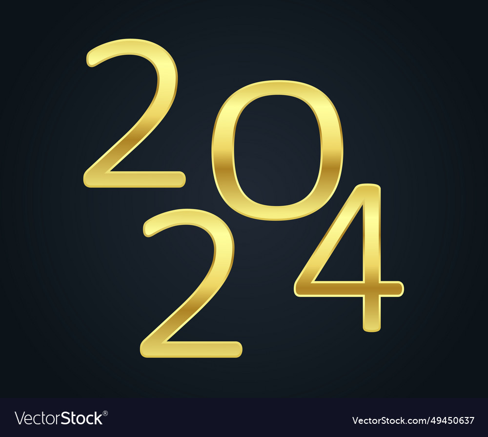 Happy new year 2024 holiday abstract gold graphic Vector Image