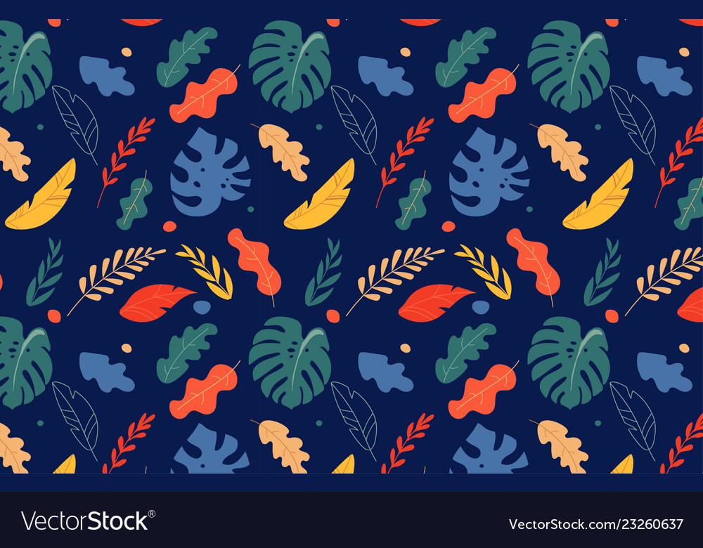 Seamless tropical leaves pattern jungle colorful vector image Seamless tropical leaves pattern jungle colorful