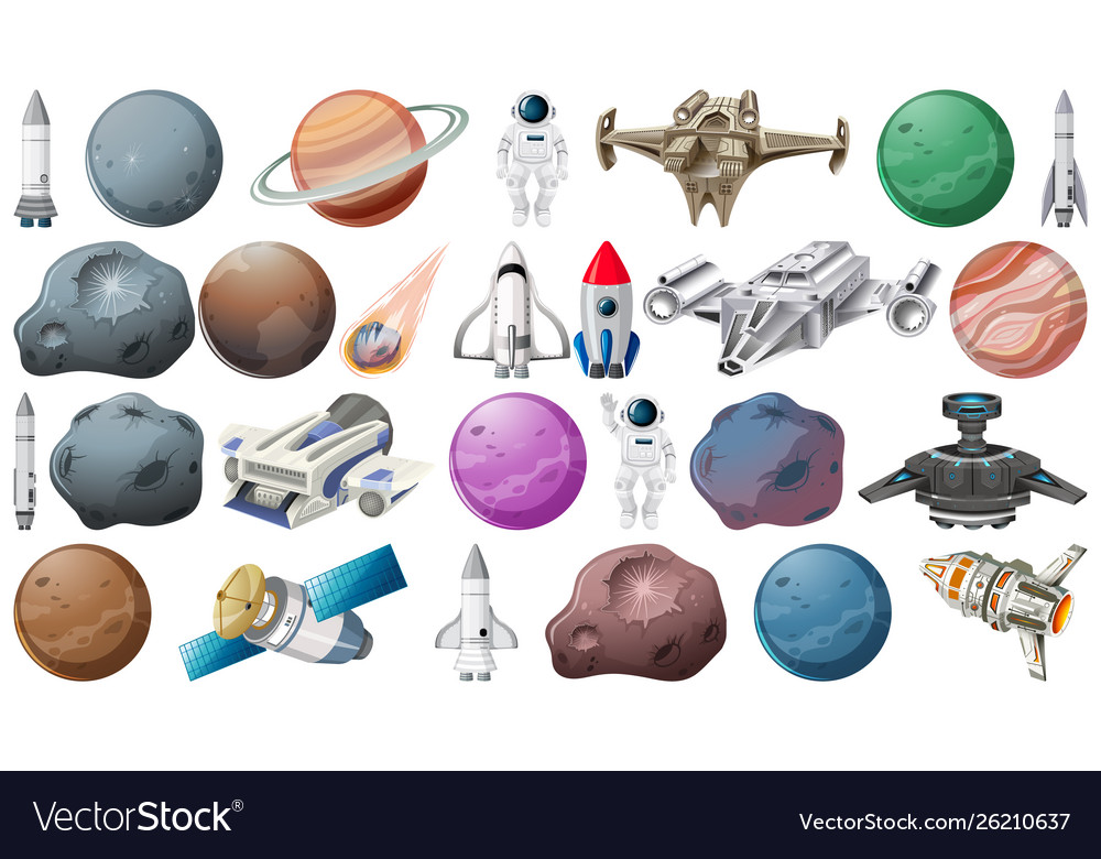 Set space element Royalty Free Vector Image - VectorStock