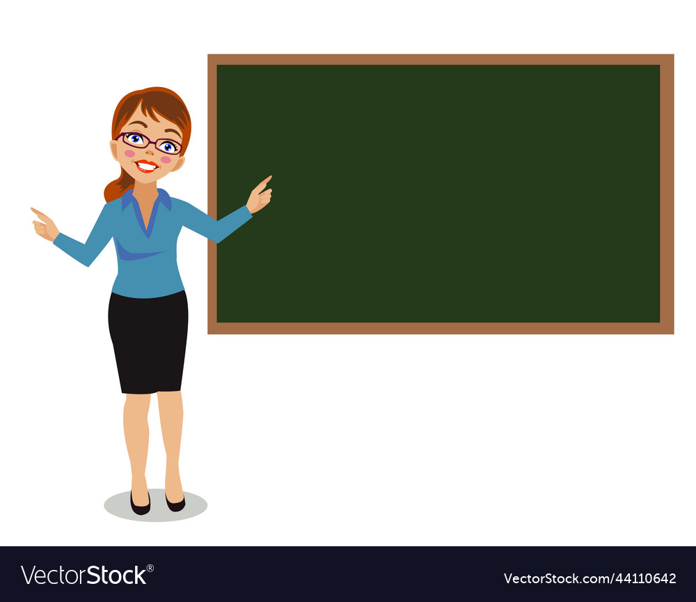 Cute teacher teaching in front of classroom Vector Image