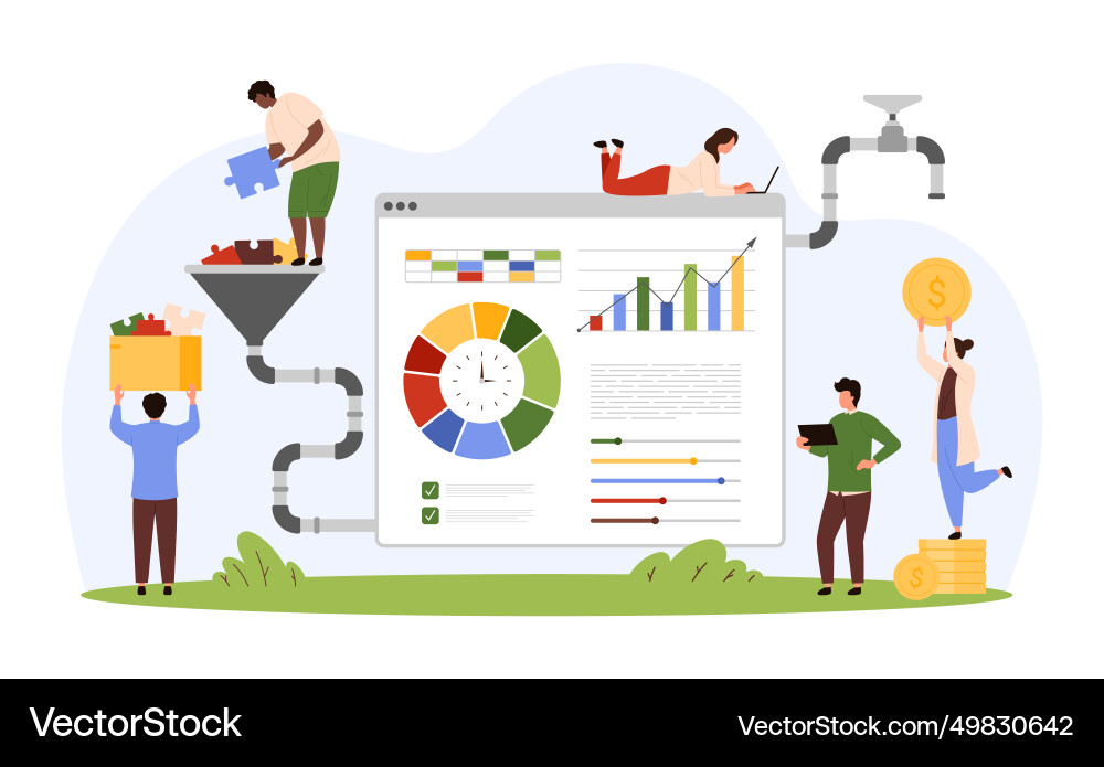 Data analysis analytics and audit tiny people Vector Image