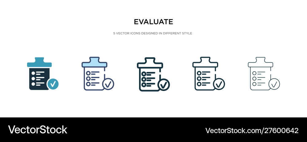 Evaluate icon in different style two colored Vector Image