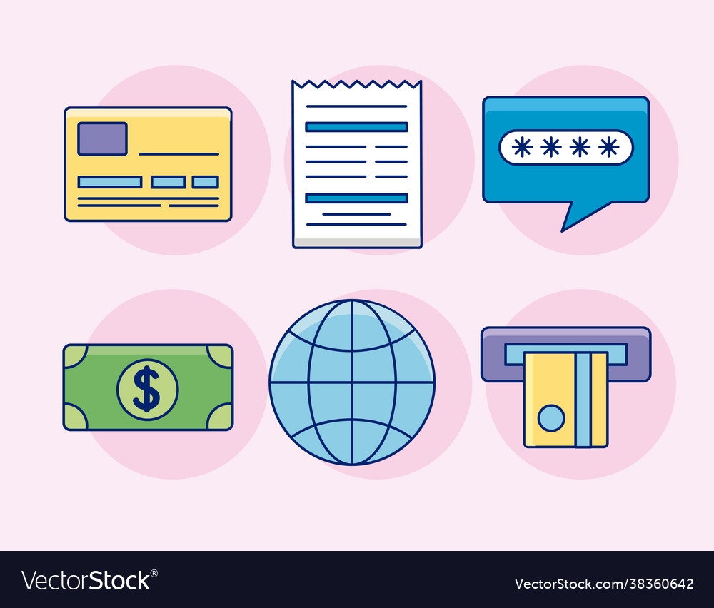 Online Payments Symbol Set Royalty Free Vector Image