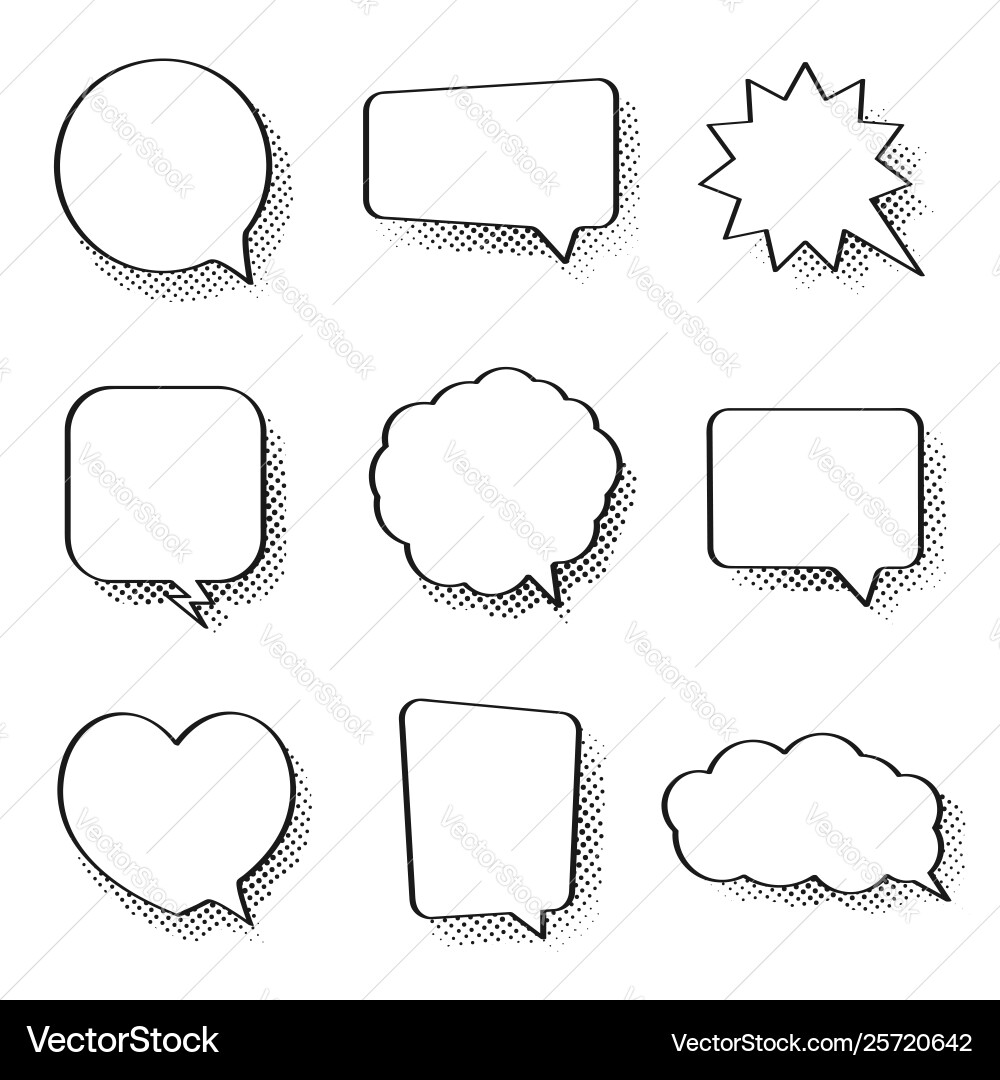 Set comic speech bubbles vintage empty comic Vector Image
