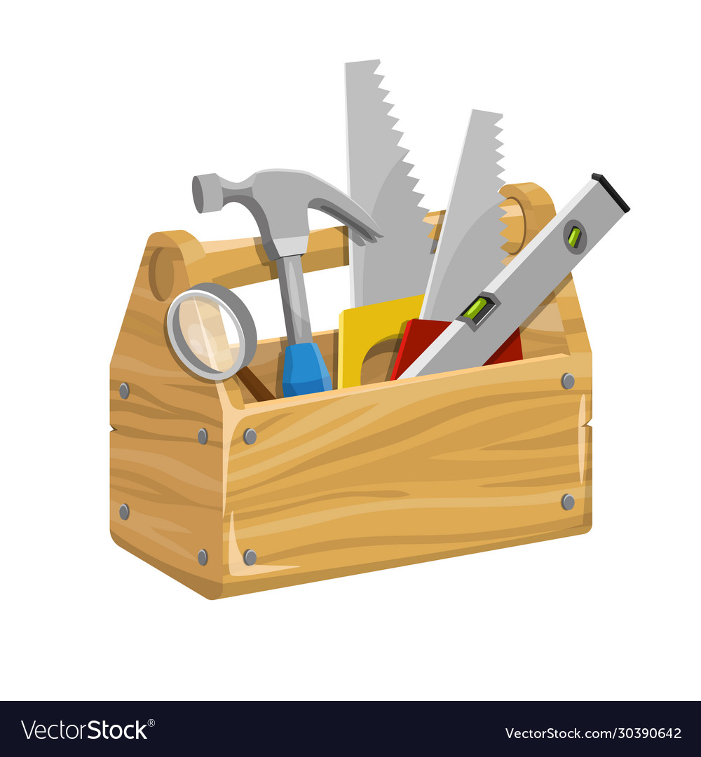 Tools wooden box Royalty Free Vector Image - VectorStock